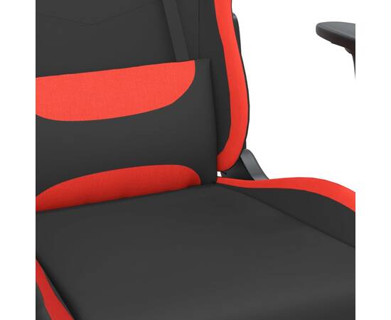 Scaun de gaming cu suport picioare, negru și roșu, textil, 9 image