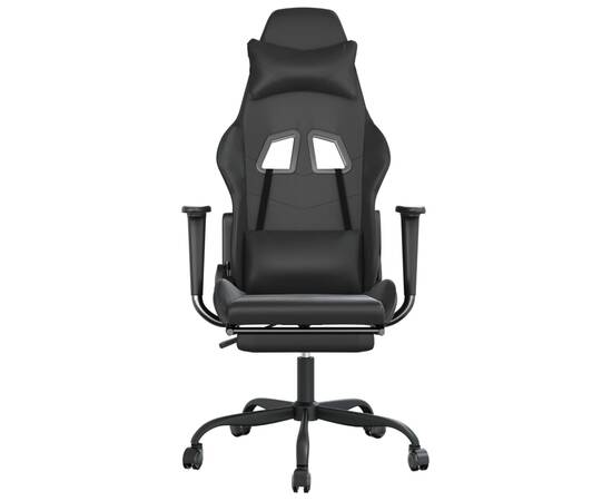 Scaun de gaming cu suport picioare, negru, piele ecologică, 3 image
