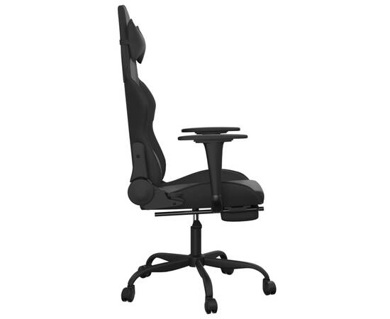 Scaun de gaming cu suport picioare, negru, piele ecologică, 4 image