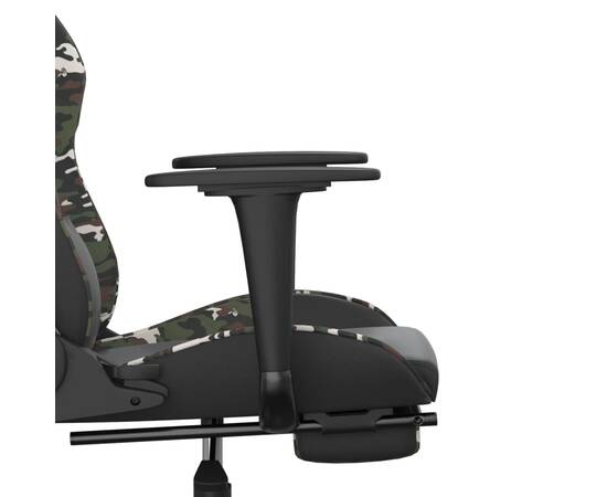 Scaun de gaming cu suport picioare, negru/camuflaj, piele eco, 11 image