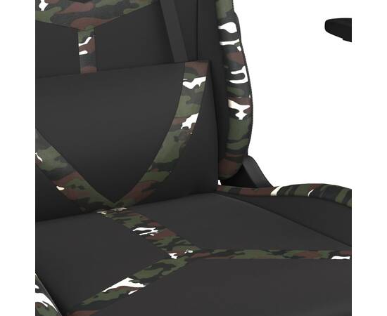 Scaun de gaming cu suport picioare, negru/camuflaj, piele eco, 9 image