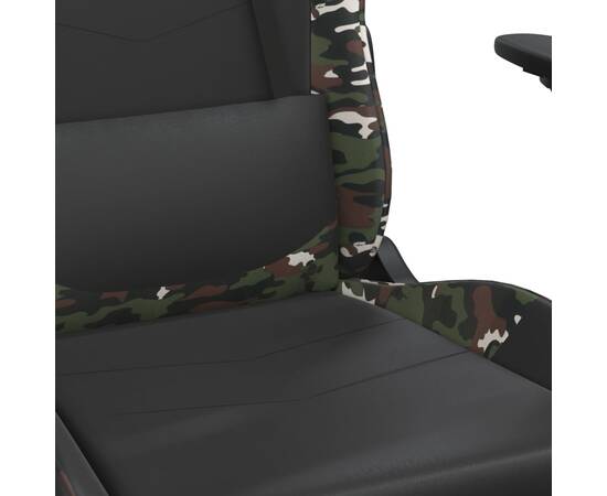 Scaun de gaming cu suport picioare, negru/camuflaj, piele eco, 9 image
