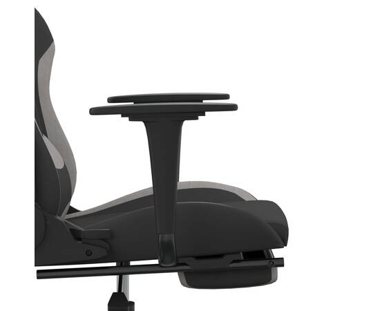 Scaun de gaming cu suport picioare, negru/gri deschis, textil, 11 image