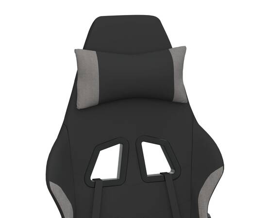 Scaun de gaming cu suport picioare, negru/gri deschis, textil, 10 image