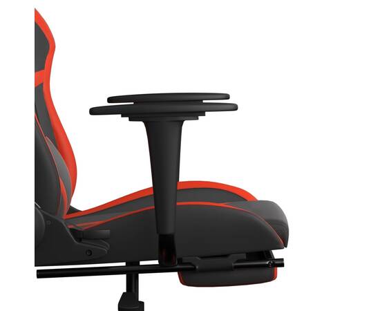 Scaun de gaming cu suport picioare, negru/roșu, piele ecologică, 11 image