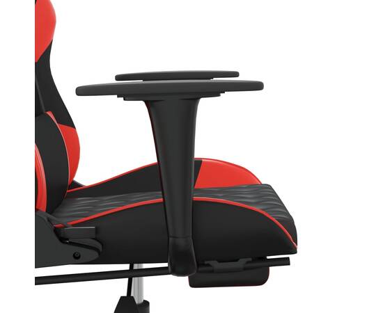 Scaun de gaming cu suport picioare, negru/roșu, piele ecologică, 10 image