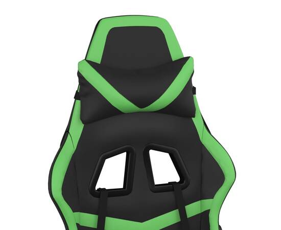 Scaun de gaming cu suport picioare negru/verde, piele ecologică, 10 image