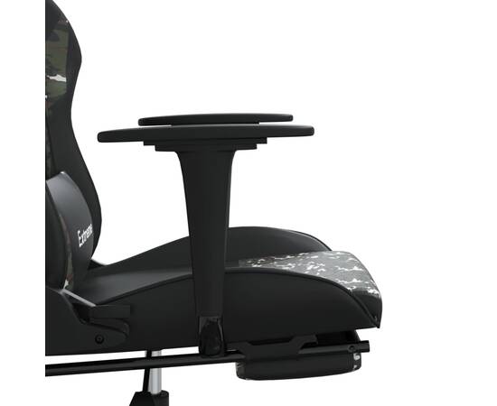 Scaun de gaming masaj/suport picioare negru/camuflaj piele eco, 11 image