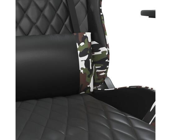 Scaun de gaming masaj/suport picioare negru/camuflaj piele eco, 10 image