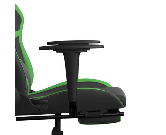 Scaun gaming de masaj/suport picioare, negru/verde, piele eco, 11 image