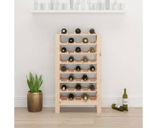 Suport de vinuri, 61,5x30x107,5 cm, lemn masiv de pin, 3 image