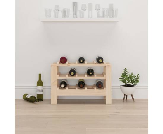 Suport de vinuri, 61,5x30x42 cm, lemn masiv de pin, 3 image