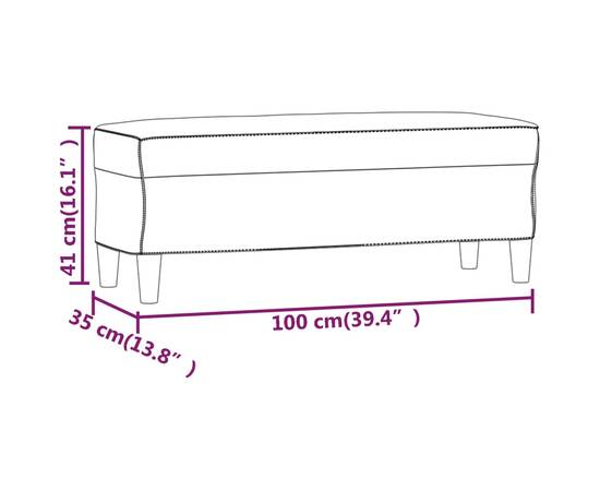 Bancă, maro, 100x35x41 cm, textil, 7 image