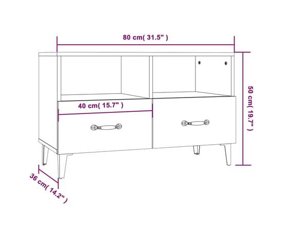 Comodă tv, alb extralucios, 80x36x50 cm, lemn prelucrat, 10 image