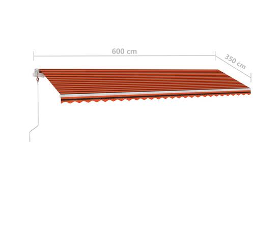 Copertină automată cu senzor vânt&led, oranj/maro, 600x350 cm, 11 image