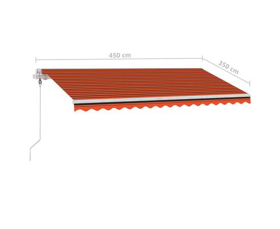 Copertină autonomă retractabilă automat oranj&maro 450x350 cm, 11 image