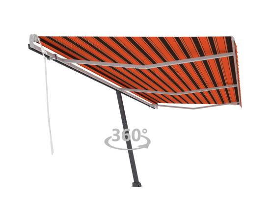 Copertină autonomă retractabilă manual, oranj/maro, 600x350 cm