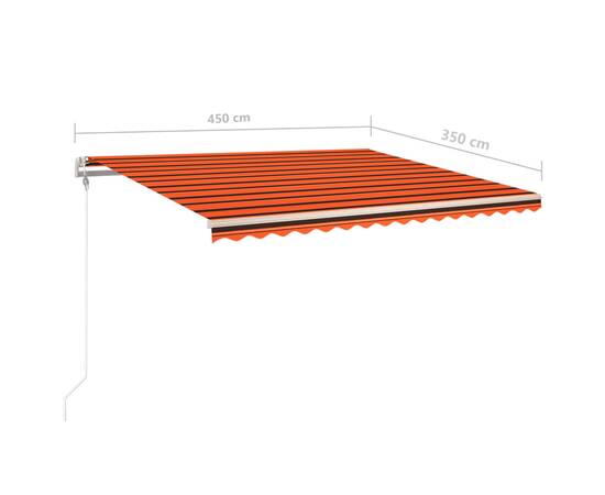 Copertină retractabilă manual, led, portocaliu/ maro 450x350 cm, 11 image