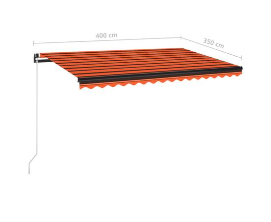 Copertină retractabilă manual, led, portocaliu/maro, 400x350 cm, 7 image