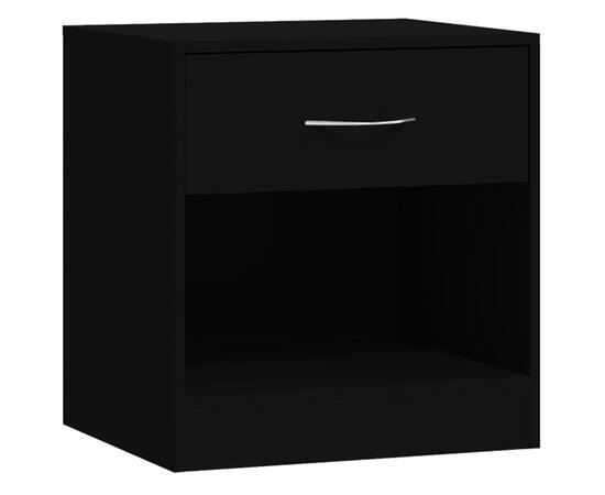 Noptiere cu sertar, 2 buc., negru, 6 image