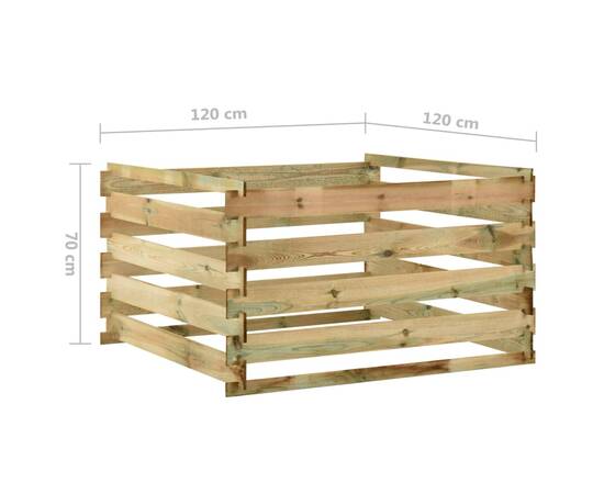 Compostor de grădină din șipci 120x120x70 cm lemn de pin tratat, 5 image