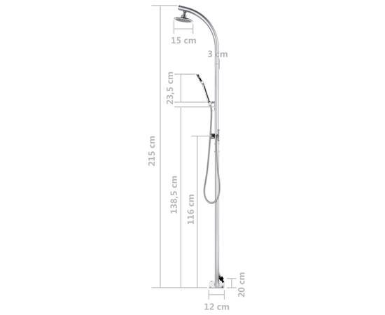 Duș de grădină, 215 cm, aluminiu, 10 image