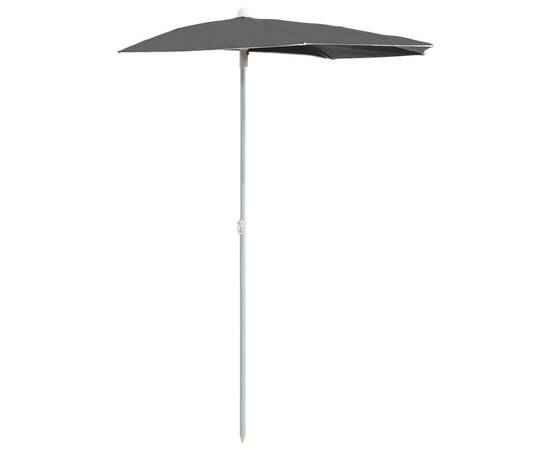 Umbrelă de grădină cu stâlp, antracit, 180x90 cm, semirotundă, 2 image