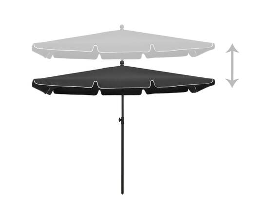 Umbrelă de grădină cu stâlp, antracit, 210x140 cm, 4 image