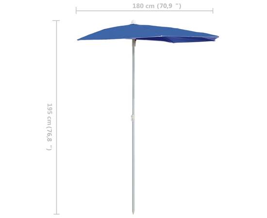 Umbrelă de grădină cu stâlp, azuriu, 180x90 cm, semirotundă, 8 image