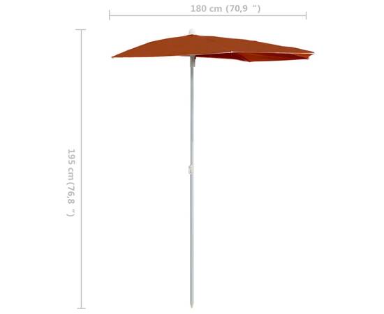 Umbrelă de grădină cu stâlp, cărămiziu, 180x90 cm, semirotundă, 8 image