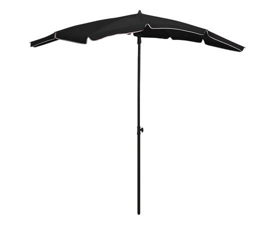 Umbrelă de grădină cu stâlp, negru, 200x130 cm