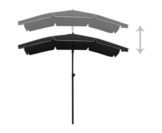 Umbrelă de grădină cu stâlp, negru, 200x130 cm, 5 image