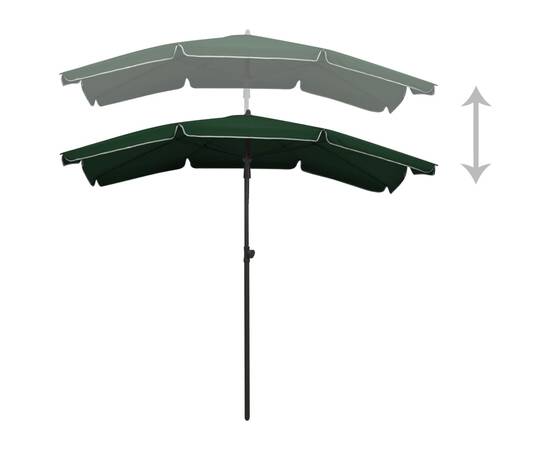 Umbrelă de grădină cu stâlp, verde, 200x130 cm, 5 image