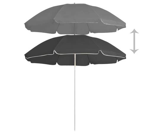 Umbrelă de soare de exterior, stâlp din oțel, antracit, 180 cm, 3 image