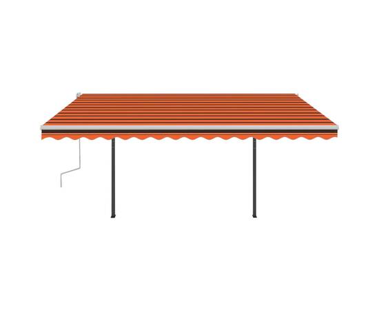 Copertină retractabilă automat, stâlpi, portocaliu&maro 4x3,5 m, 4 image