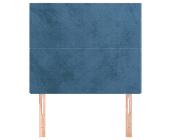 Tăblii de pat, 2 buc, albastru închis, 100x5x78/88 cm, catifea, 3 image