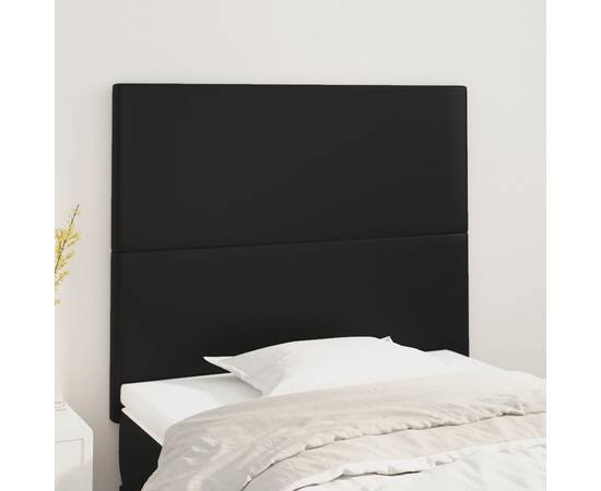 Tăblii de pat, 2 buc, negru, 100x5x78/88 cm, piele ecologică