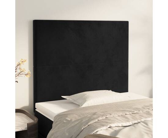 Tăblii de pat, 2 buc, negru, 80x5x78/88 cm, catifea