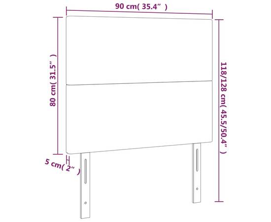 Tăblii de pat, 2 buc, negru, 90x5x78/88 cm, catifea, 8 image