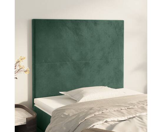 Tăblii de pat, 2 buc, verde închis, 100x5x78/88 cm, catifea