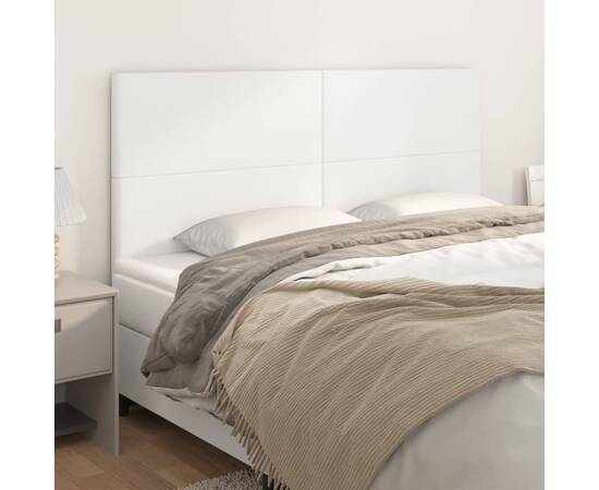 Tăblii de pat, 4 buc, alb, 80x5x78/88 cm, piele ecologică