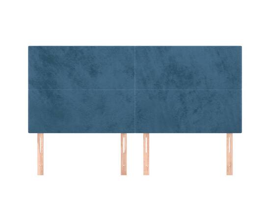 Tăblii de pat, 4 buc, albastru închis, 90x5x78/88 cm, catifea, 3 image