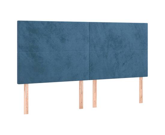 Tăblii de pat, 4 buc, albastru închis, 90x5x78/88 cm, catifea, 2 image