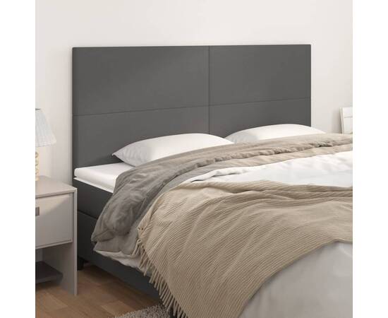 Tăblii de pat, 4 buc, gri, 80x5x78/88 cm, piele ecologică