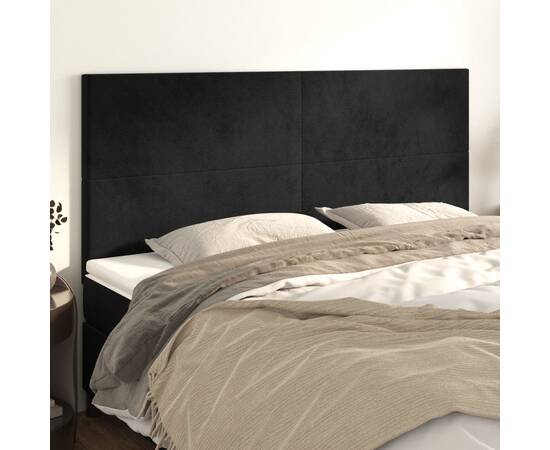 Tăblii de pat, 4 buc, negru, 80x5x78/88 cm, catifea