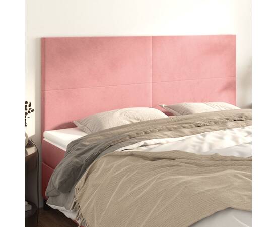 Tăblii de pat, 4 buc, roz, 100x5x78/88 cm, catifea