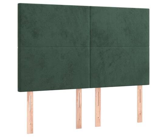 Tăblii de pat, 4 buc, verde închis, 72x5x78/88 cm, catifea, 2 image