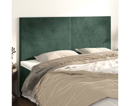 Tăblii de pat, 4 buc, verde închis, 90x5x78/88 cm, catifea
