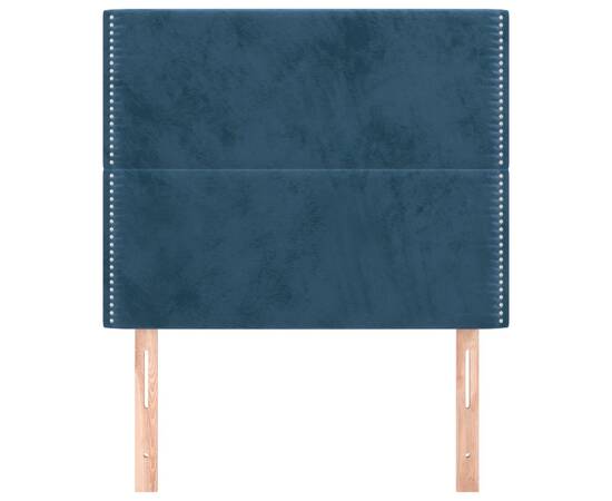 Tăblii de pat, 2 buc, albastru închis, 100x5x78/88 cm, catifea, 3 image