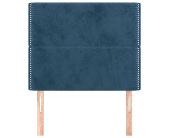 Tăblii de pat, 2 buc, albastru închis, 90x5x78/88 cm, catifea, 3 image